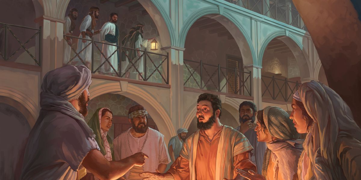 Pedro niega a Jesús en el patio de la casa de Caifás
