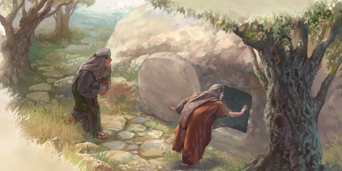 Las mujeres se sorprenden al ver que la tumba de Jesús está vacía