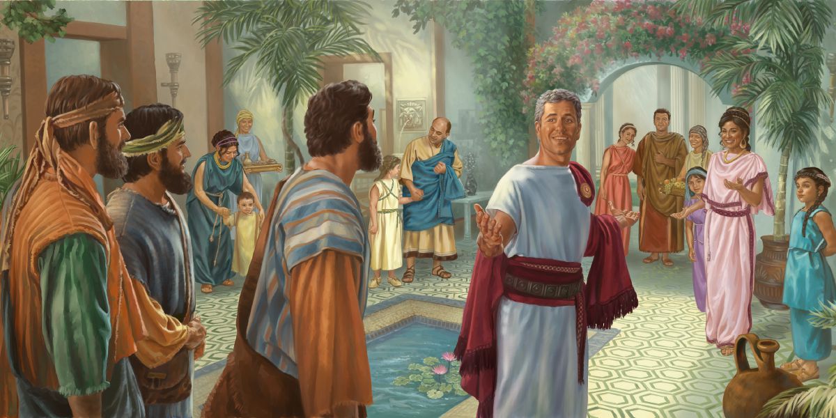 Cornelio recibe a Pedro en su casa