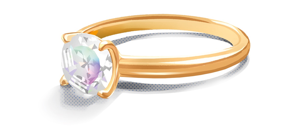 Un anillo con un diamante.