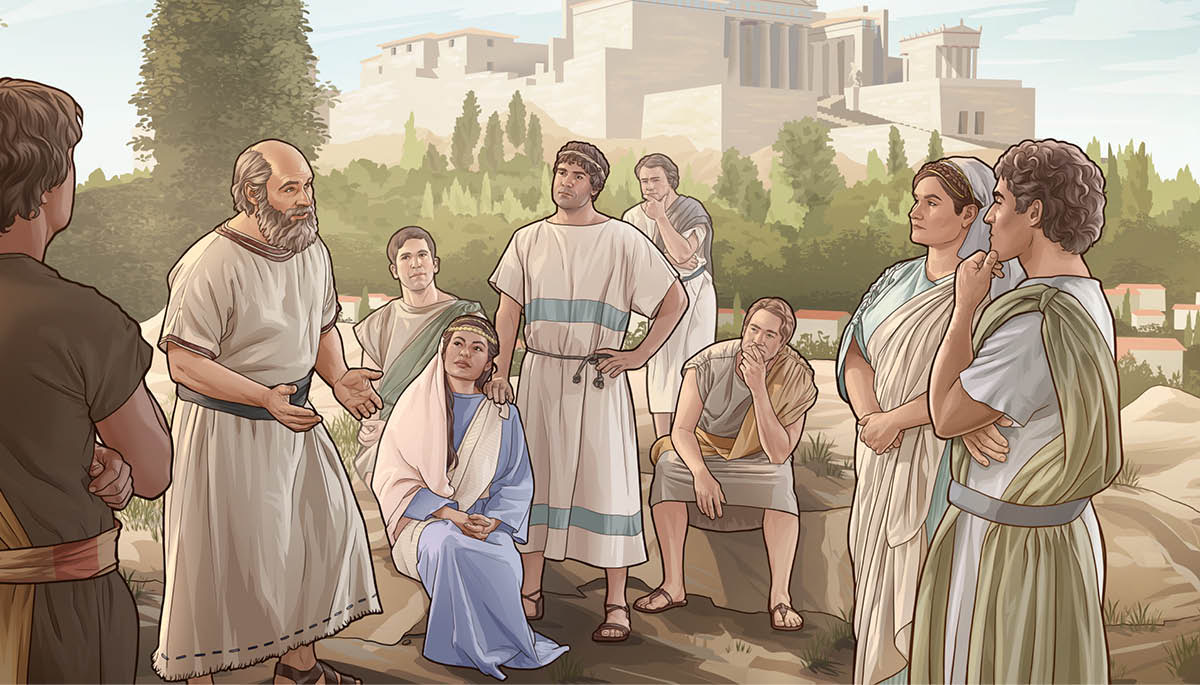 El apóstol Pablo les ayuda a razonar a algunas personas de Atenas.
