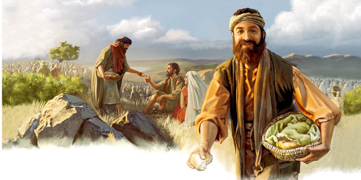 Los discípulos de Jesús alimentan a una gran multitud