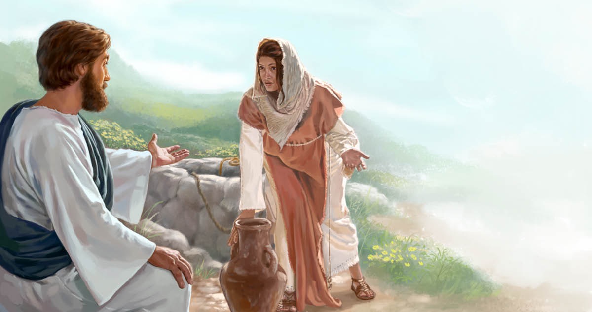 Jesús habla con una samaritana en un pozo