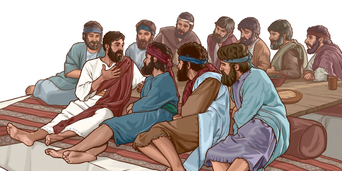 Jesús hablando con sus apóstoles fieles
