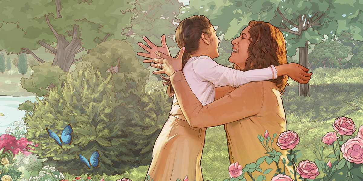 En el Paraíso, una mamá abraza a su hijita, que acaba de resucitar.