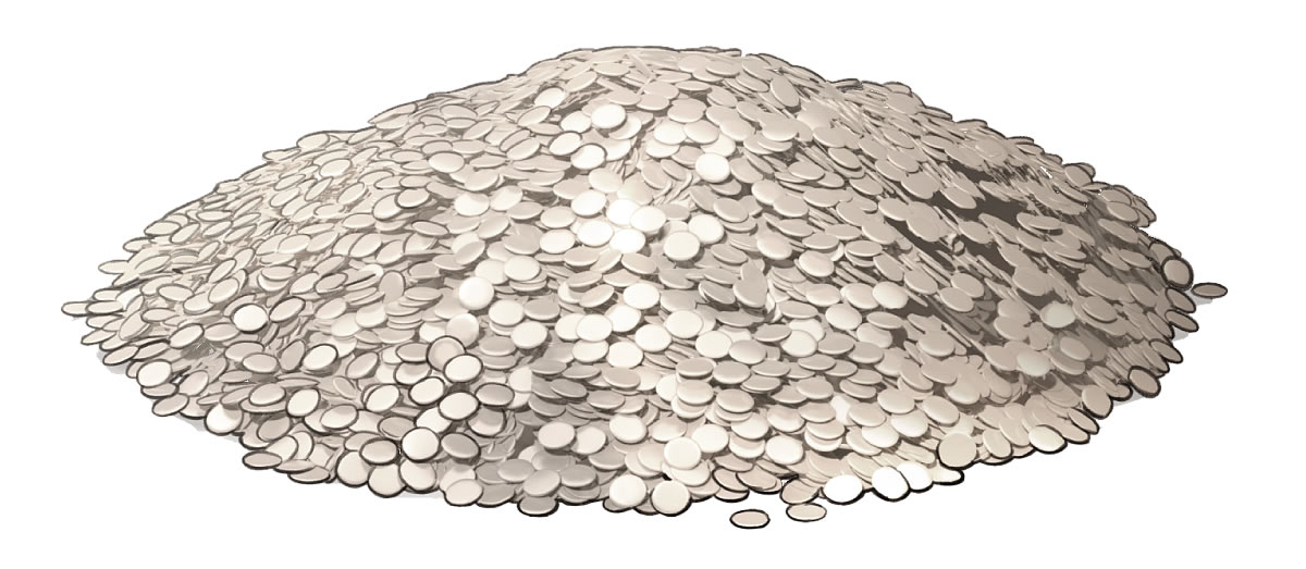 Un montón de monedas de plata que representan un talento