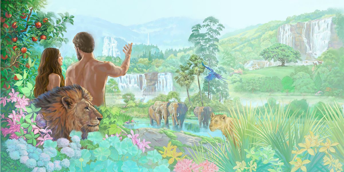 Adán y Eva en el jardín de Edén