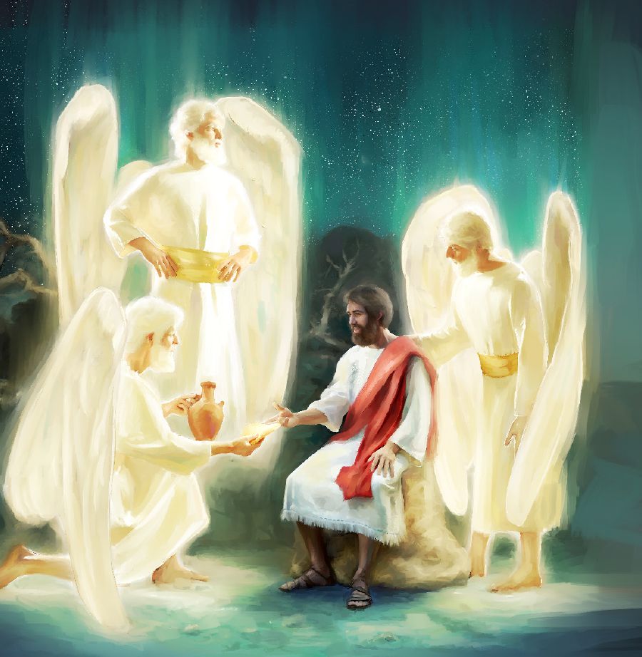 Ángeles fortaleciendo a Jesús