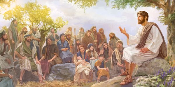 Jesús enseña a una muchedumbre