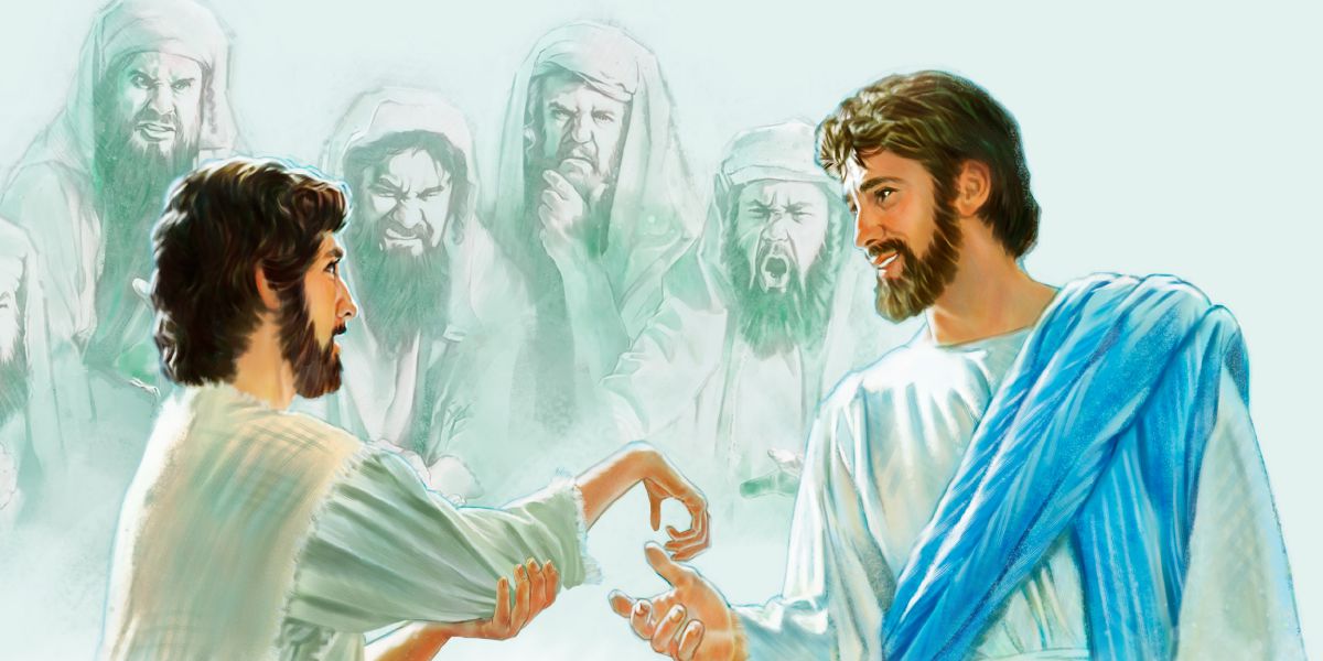 Jesús le muestra compasión a un hombre con una mano seca