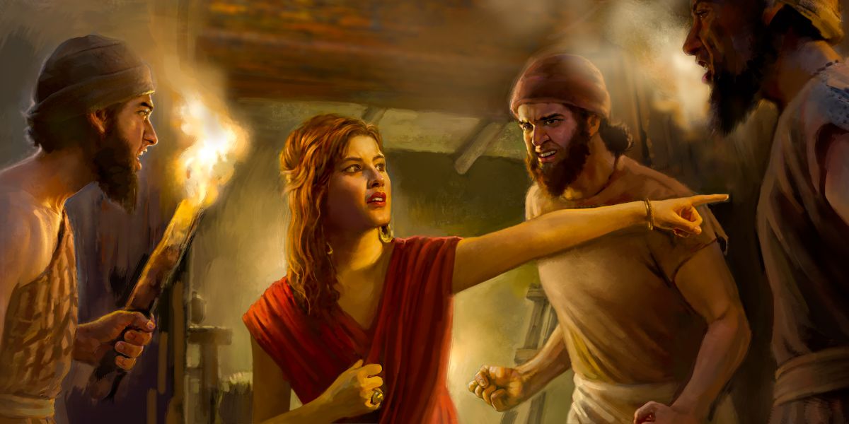 Rahab envía en otra dirección a los hombres que persiguen a los espías israelitas