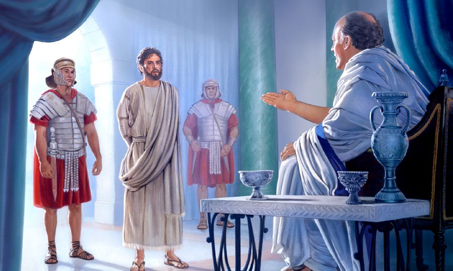 Jesús está de pie delante de Poncio Pilato