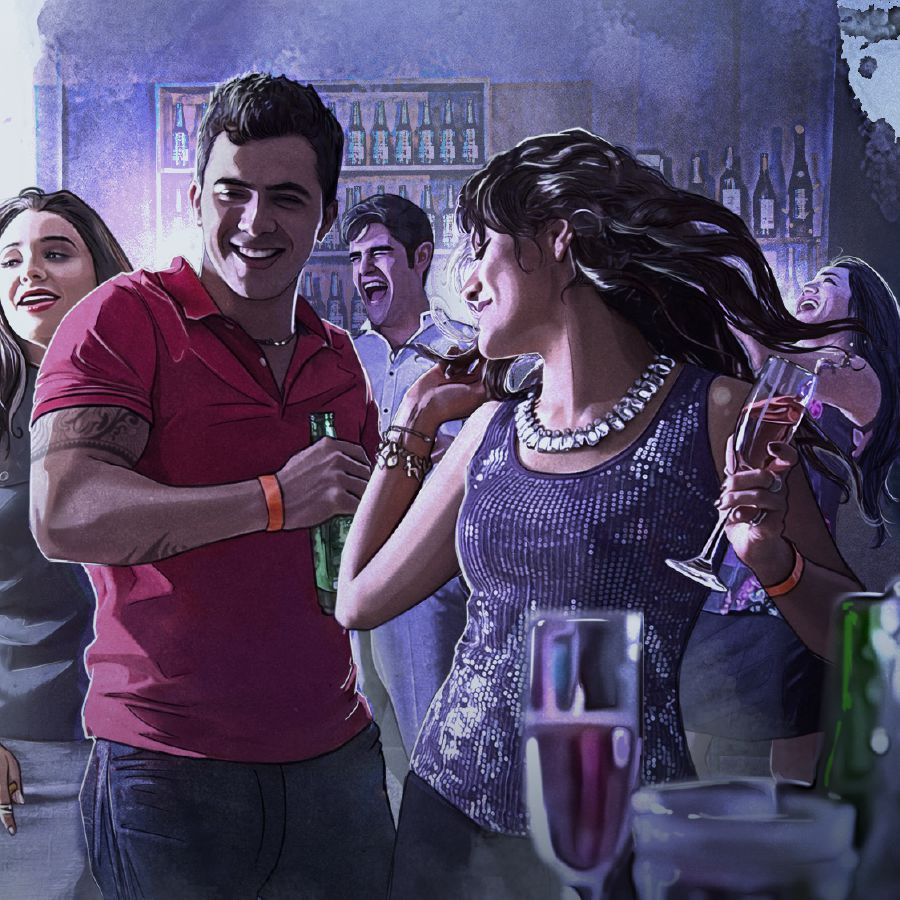 Jóvenes que aman los placeres en una fiesta desenfrenada