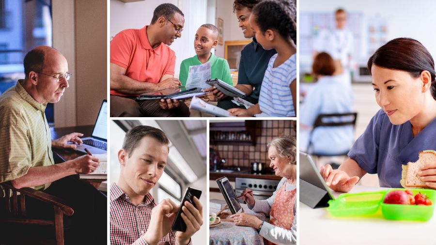 Distintos momentos en los que podemos prepararnos para las reuniones: cuando estamos solos en casa, en la adoración en familia, a la hora del descanso en el trabajo o mientras vamos en el transporte público