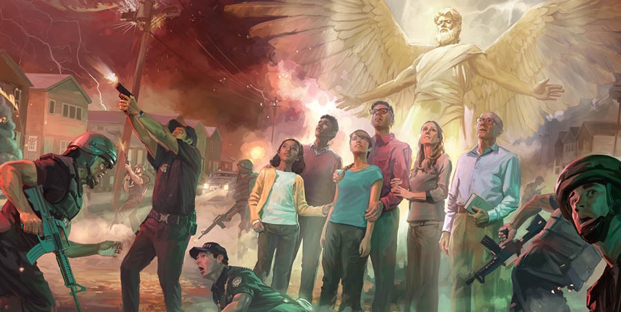 Un ángel protege a los siervos de Jehová durante el ataque