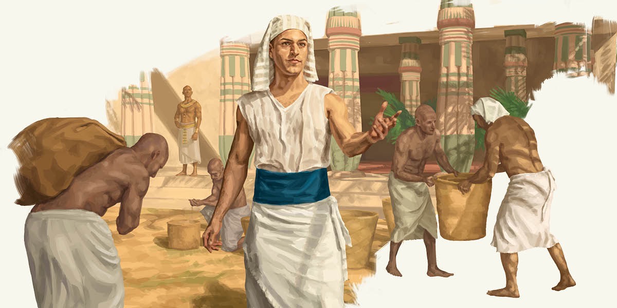 Un mayordomo del antiguo Egipto supervisa las actividades de los trabajadores