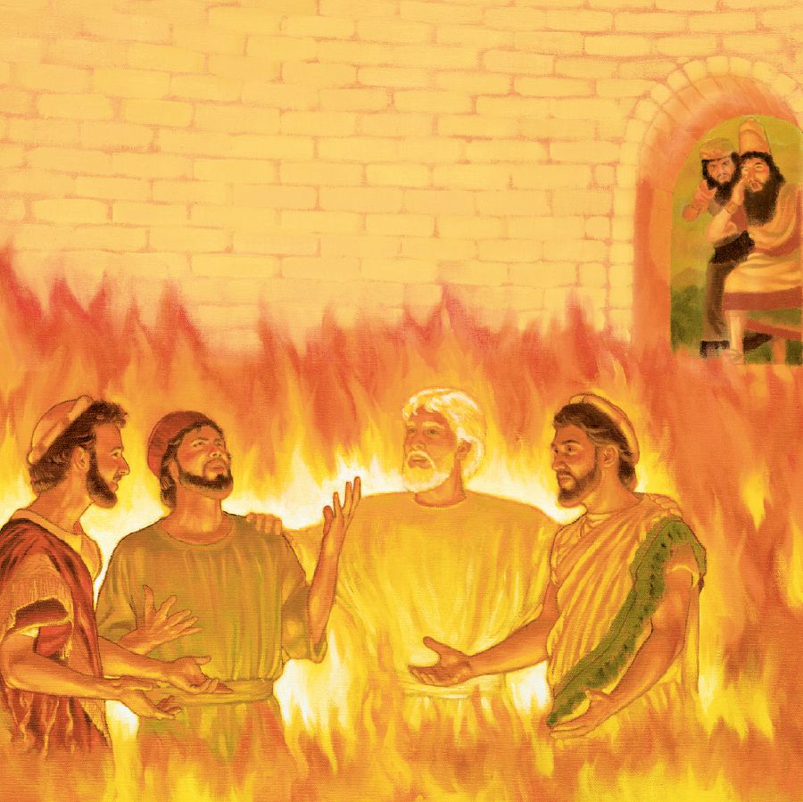 El ángel de Jehová protege a Sadrac, Mesac y Abednego en el horno ardiente