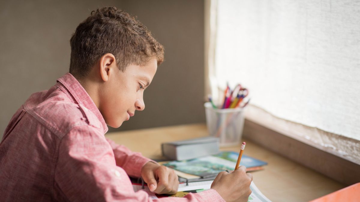 Un joven hace su estudio personal de la Biblia. En la mesa tiene el folleto “¿Es la vida obra de un Creador?”.