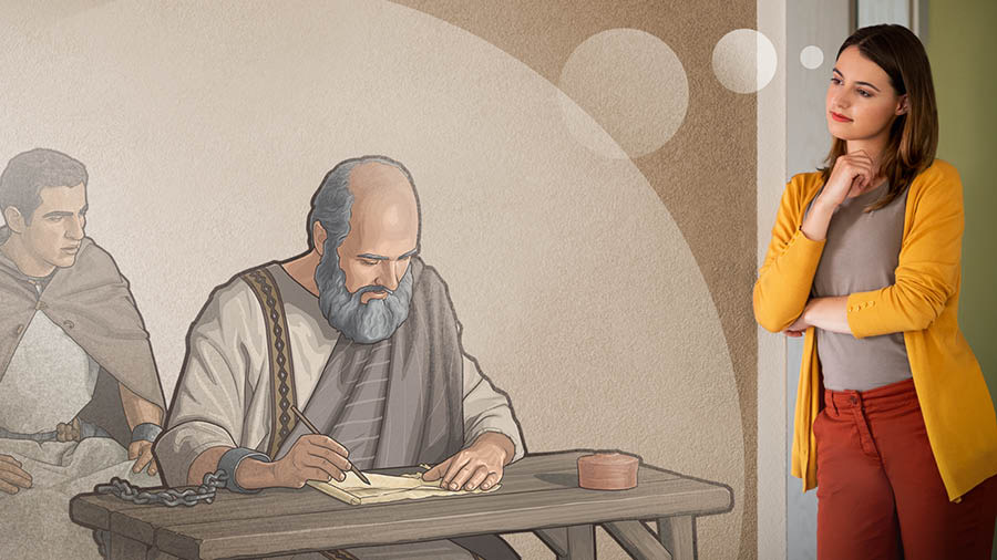 La misma hermana se imagina lo que sería estar en el lugar de Pablo cuando escribía una carta estando encarcelado.