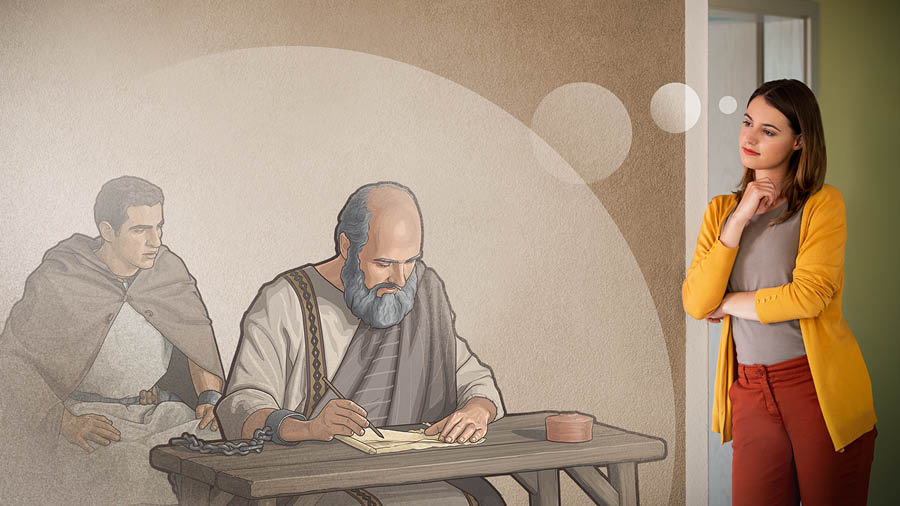 La misma hermana se imagina lo que sería estar en el lugar de Pablo cuando escribía una carta estando encarcelado.