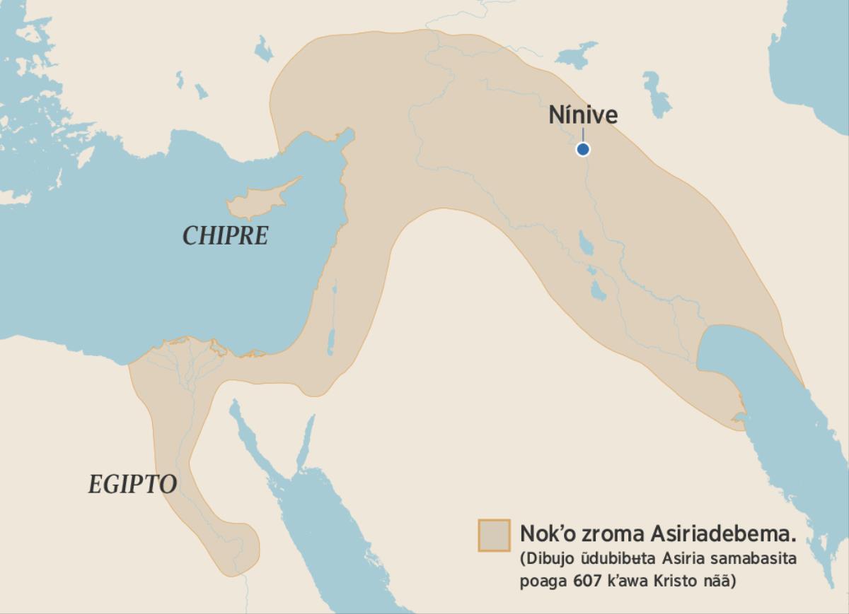 Mapaba ũdubibʉ nokʼo Asiria sainu jʉ̃ẽbasita siglo VII Kristo nãã. Mapaba ũdubibʉ samabasita Egipto, Chipre akʉza Nínive.