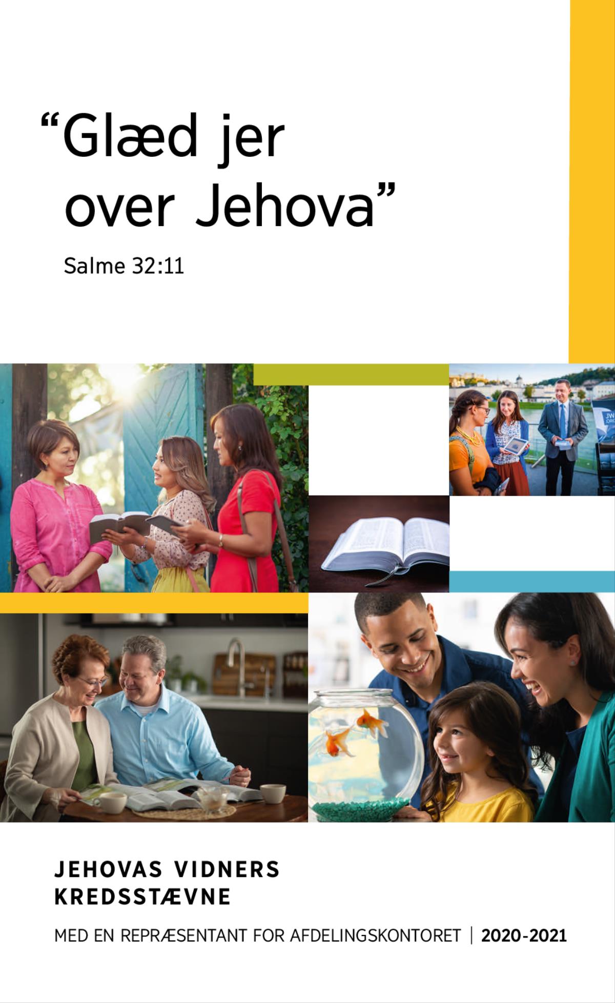 Kollage: 1. En lykkelig familie kigger på en bowle med guldfisk. 2. To Jehovas Vidner viser et bibelvers til en kvinde ved hendes hjem. 3. Et ægtepar studerer Bibelen ved hjælp af bibelske publikationer. 4. En åben bibel. 5. Et ægtepar viser en bibelsk film til en kvinde på et fortov.