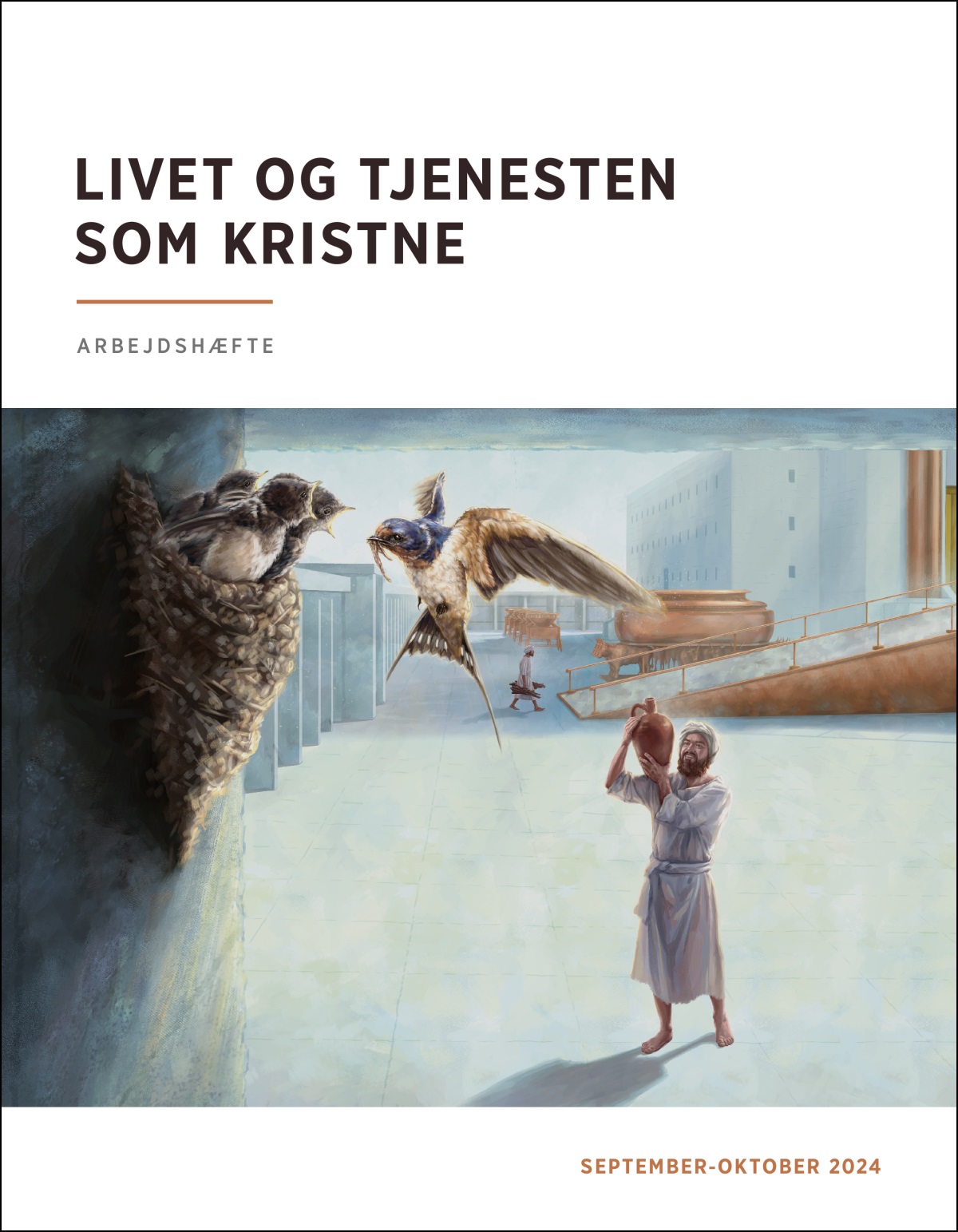 En af Koras sønner betragter en svalerede i templets forgård.