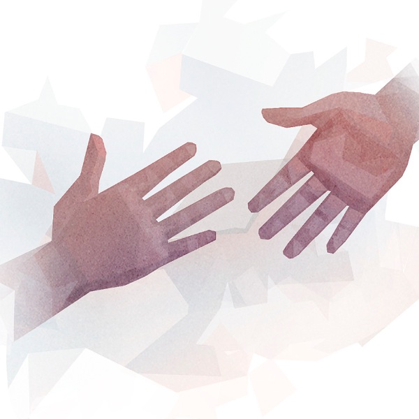 Eine suchende und eine helfende Hand