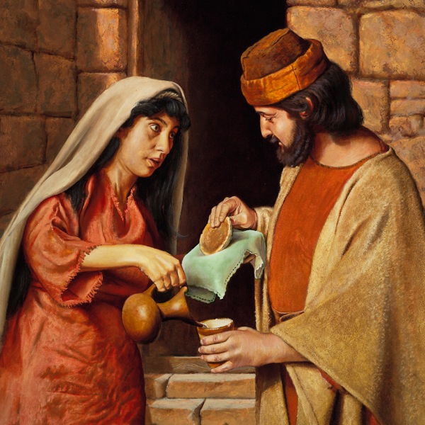 Die Witwe von Zarephath gibt dem Propheten Elia etwas zu essen