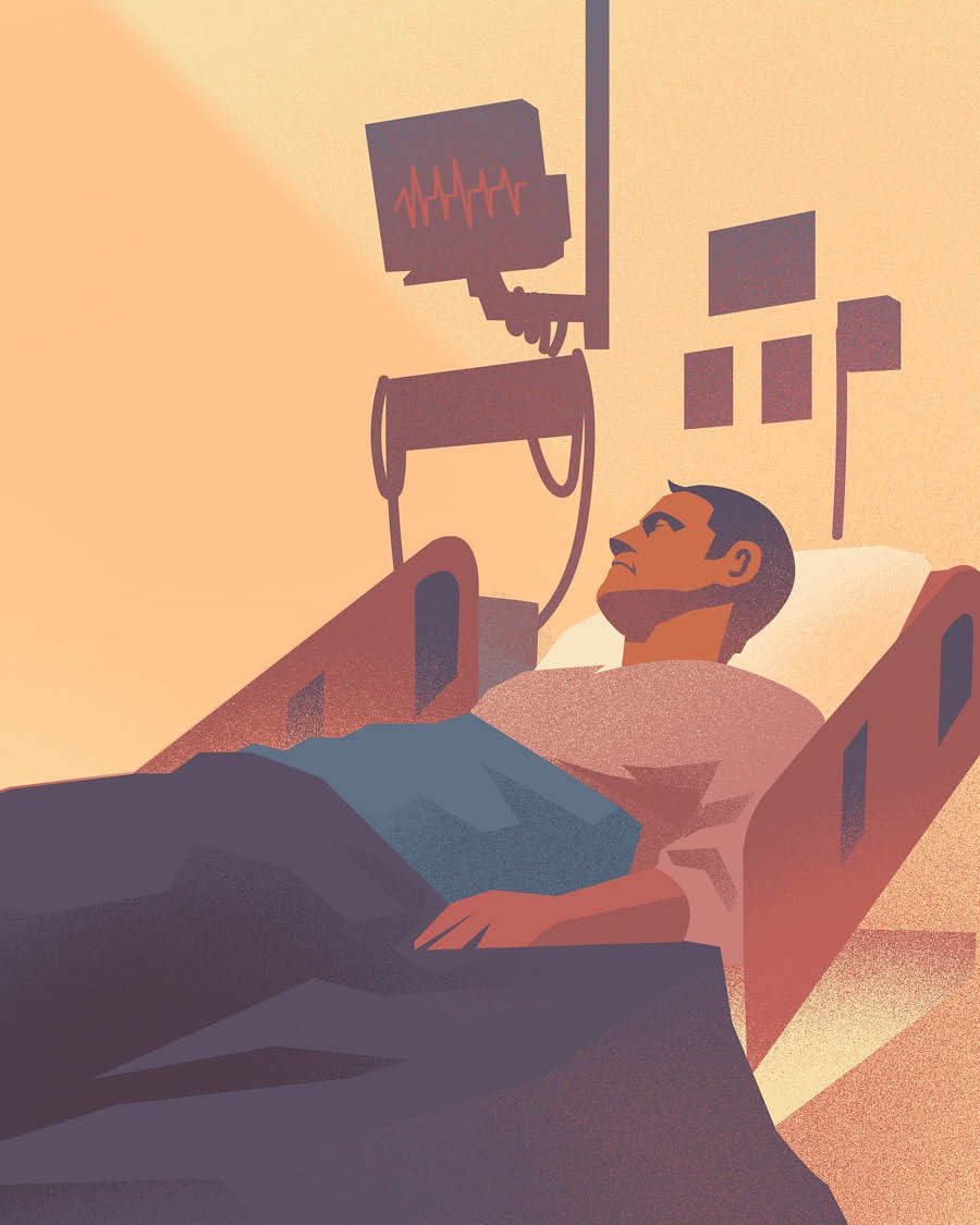 Un hombre hospitalizado