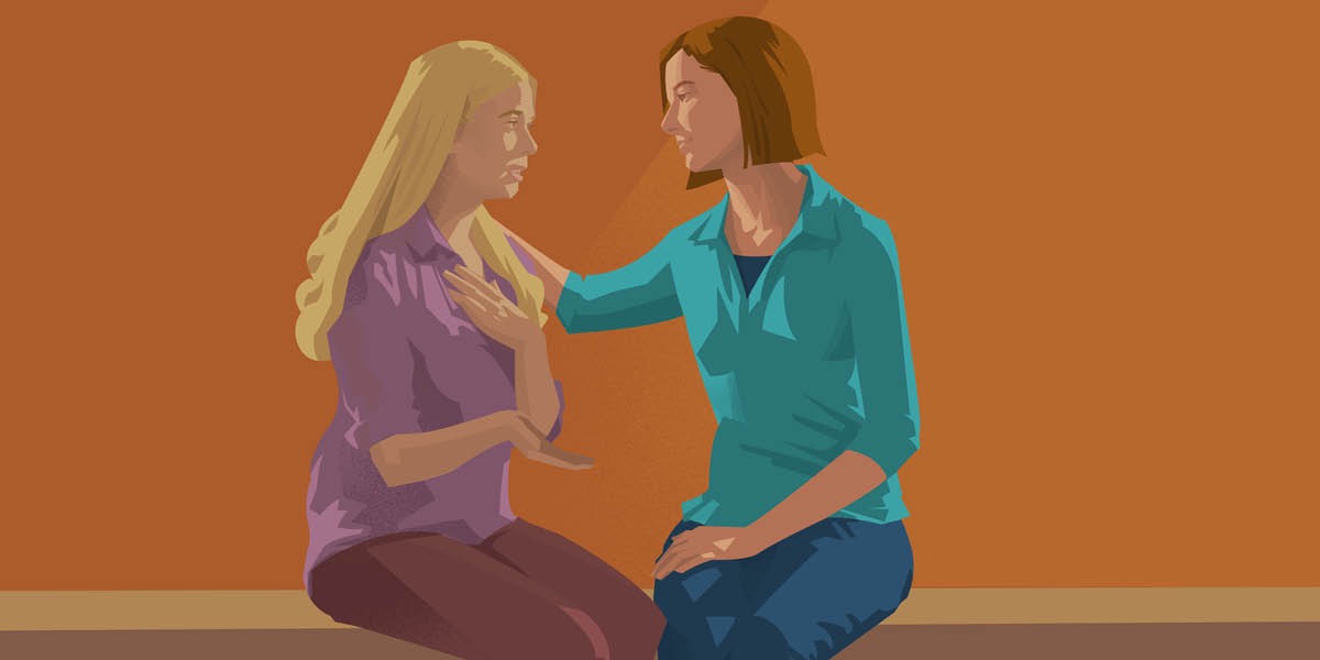 Una mujer perdonando a su amiga