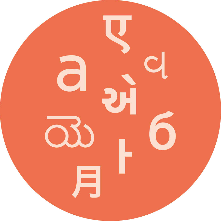 Letras y caracteres de diferentes idiomas.