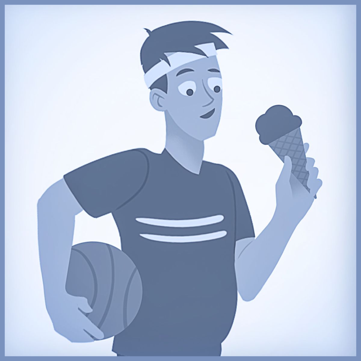 Un joven comiéndose un helado después de hacer deporte
