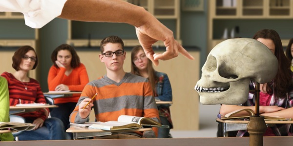 Alumnos a los que se les enseña la teoría de la evolución