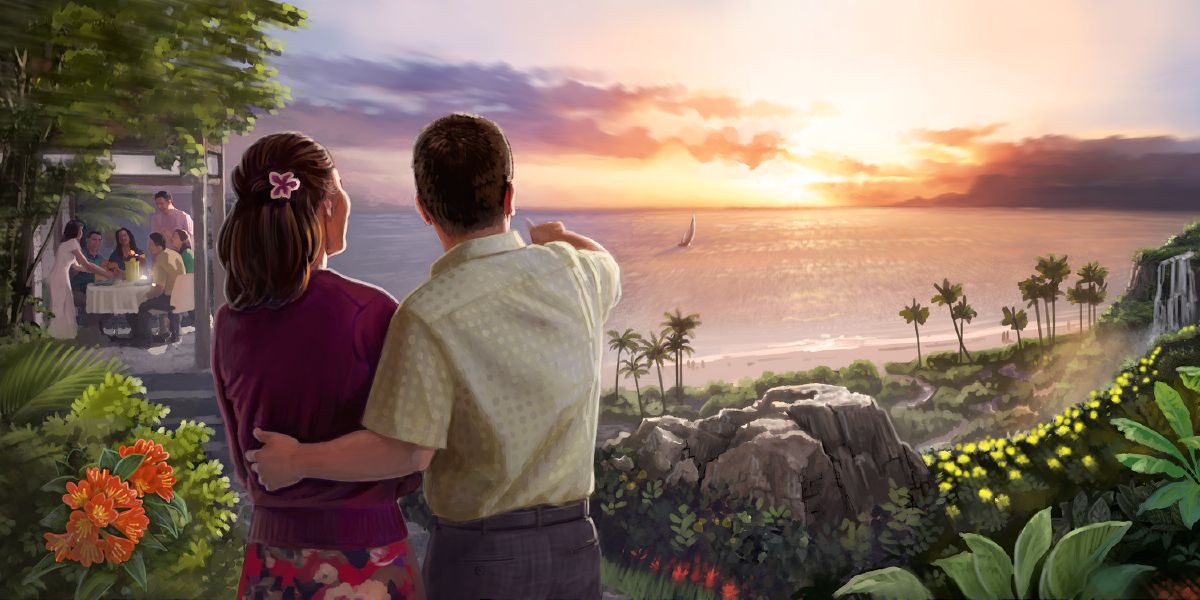Un matrimonio disfruta de las vistas al océano en el Paraíso
