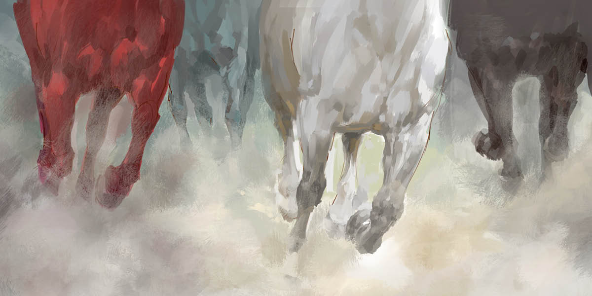 Los cuatro caballos al galope