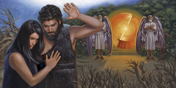 Adam and Eve being driven out of the garden of Eden