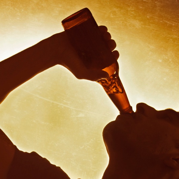 A man binge drinking