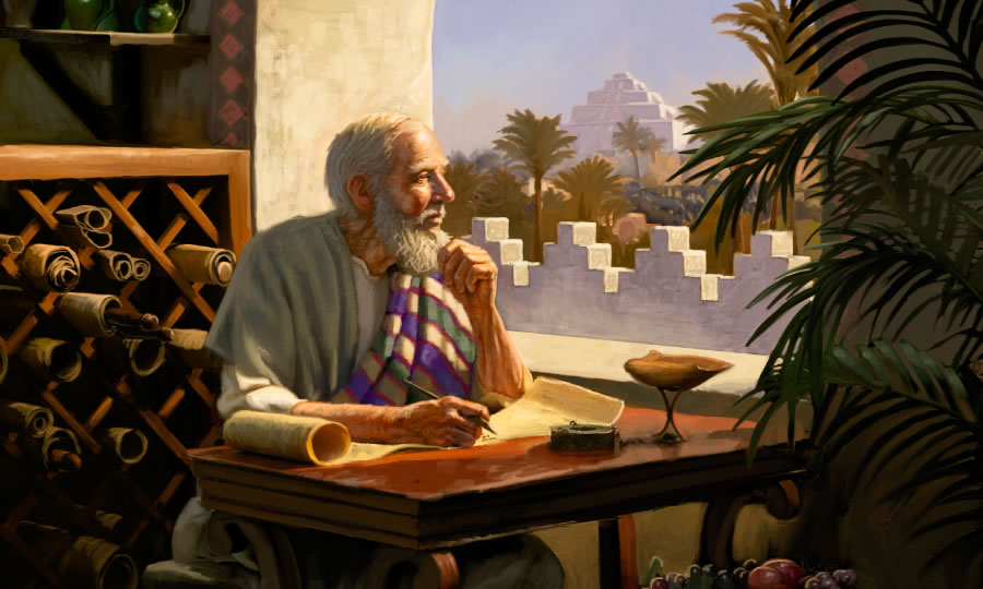 The prophet Daniel writing in ancient Babylon