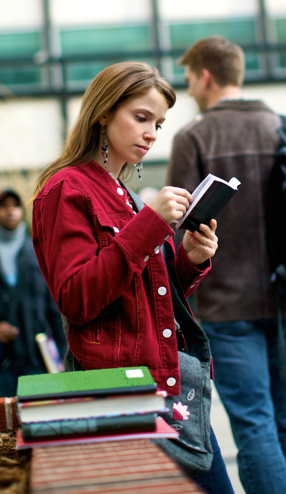A young woman reads the Bible