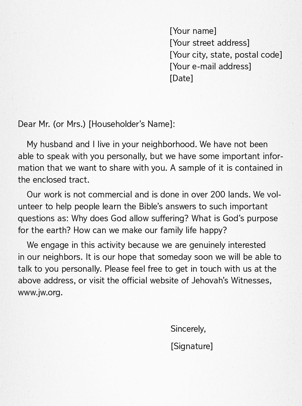 A sample letter