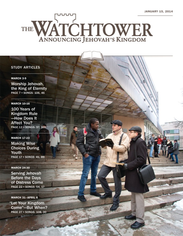 Jehovah’s Witnesses speaking to someone in the public ministry