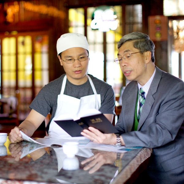 A man having a Bible study at his place of employment