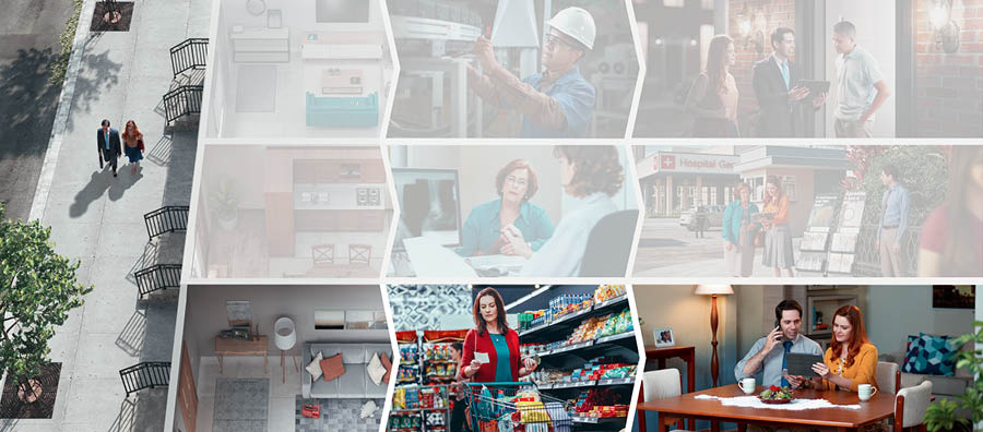 The couple unable to find a woman at home because she is grocery shopping. Later, they contact her by telephone.