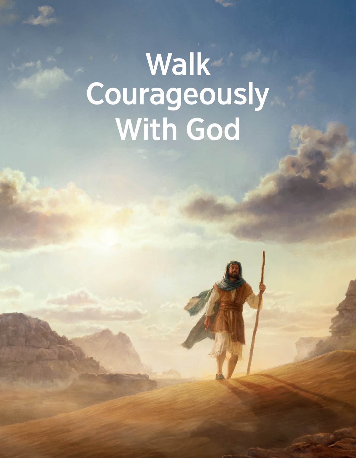 A man in Bible times walking across a vast desert landscape.
