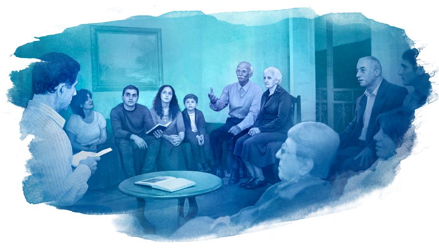 A group Bible study session