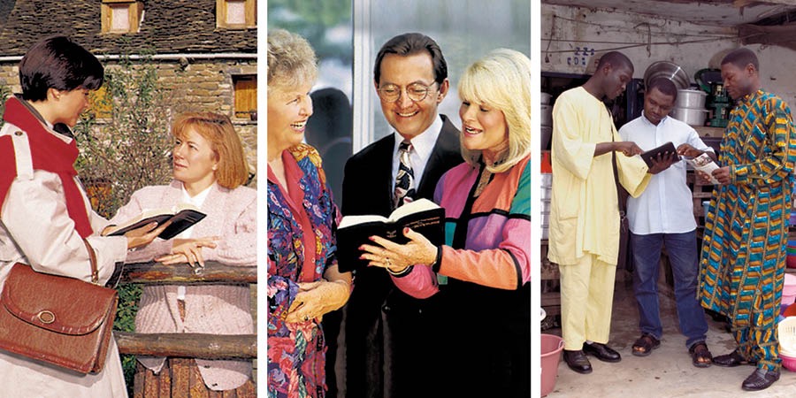 Algunos testigos de Jehová predicando en distintos países