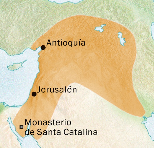 Mapa de la región de Antioquía y Jerusalén, donde se hablaba siríaco