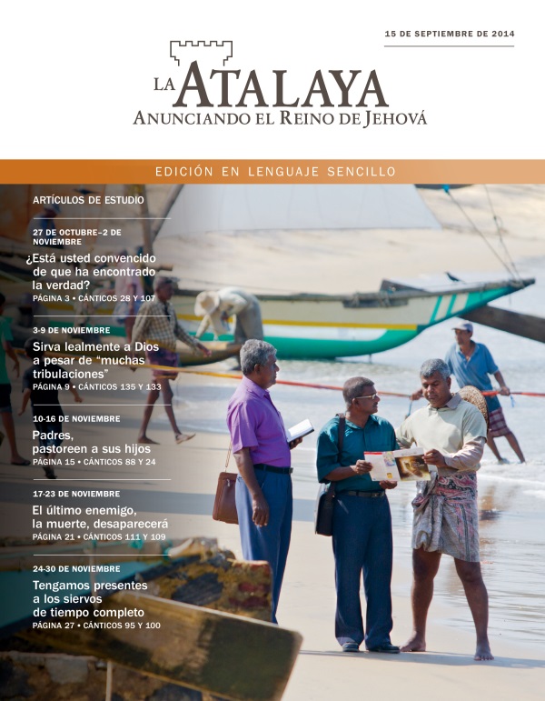 Portada de La Atalaya en lenguaje sencillo del 15 de septiembre de 2014