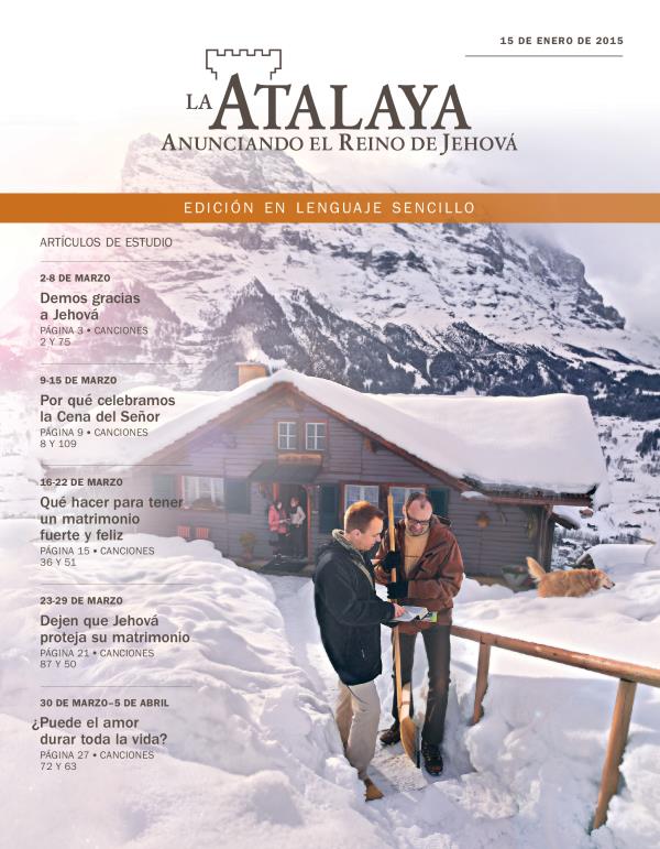 Portada de La Atalaya en lenguaje sencillo del 15 de enero de 2015